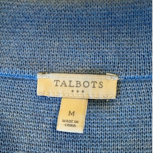 Talbots Indigo Blue Cotton 3 Button Blazer Patch Pockets Jacket Womens Size Med - Picture 3 of 14